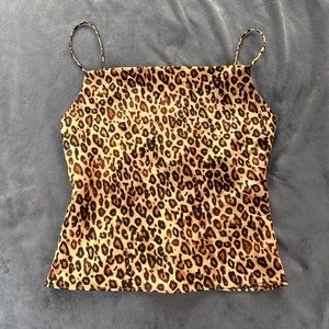 Zara Cheetah Print Satin Top gold chain strap size XS NWT